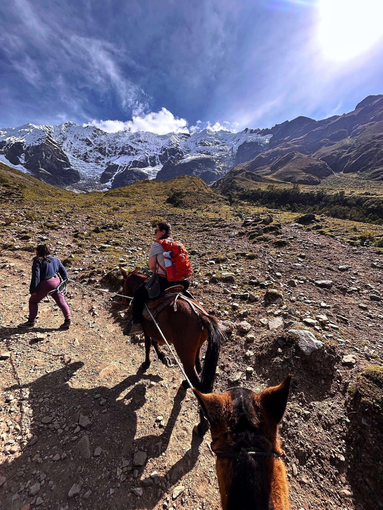 horse back riding at Humantay Lake