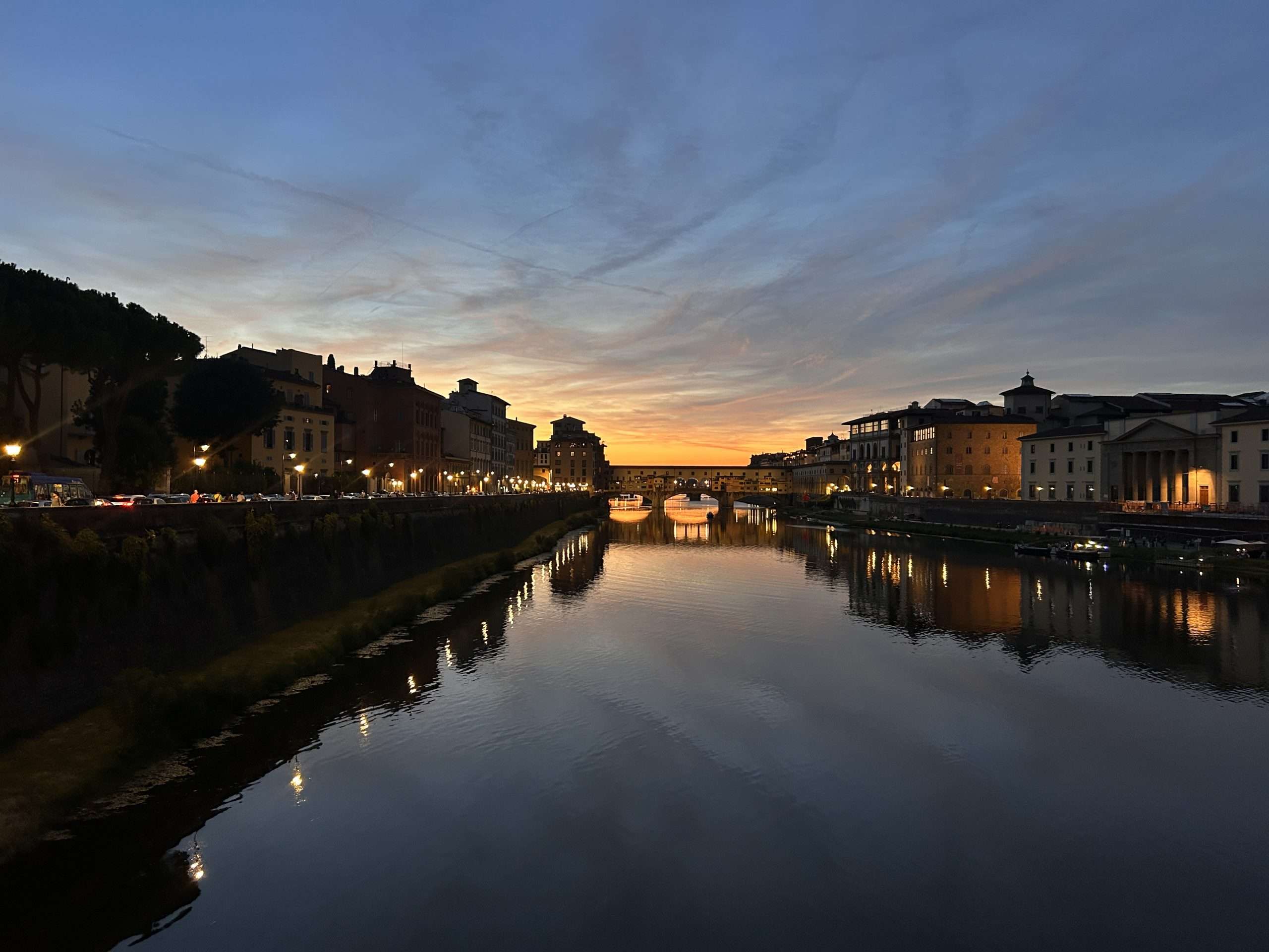 sunset from ponte vecchio 
| florence 2 day itinerary 